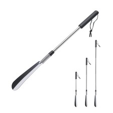 Fanwer Extendable Shoe Horn Long Handle for 2 Count Pack of 1 , Silver