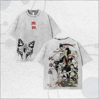 Hell s Paradise Anime Washed T-Shirt, Jigokuraku Graphic Tee, Vintage Acid Washe