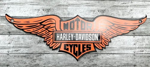 VINTAGE 12x3.75" HARLEY-DAVIDSON MOTORCYCLES BIKES GAS PORCELAIN GASOLINE SIGN