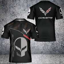 Custom Name - Men's Corvette C7 Logo Racing Black - All Size