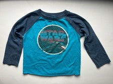 Star Wars Logo Blue Baseball T-shirt Long Sleeve Vintage/Retro-Look Kids Size 4T