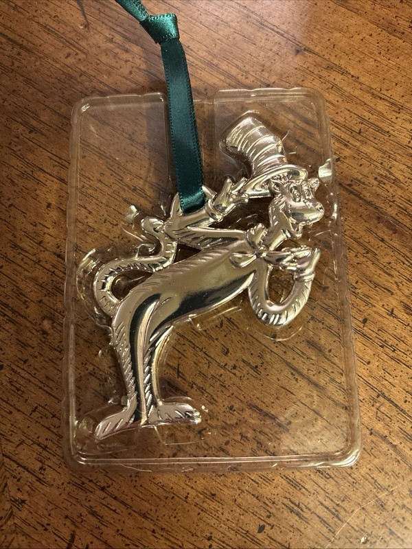 Dr. Seuss Cat in the Hat Keychain Burger King Toy From 2003 Silver Plated