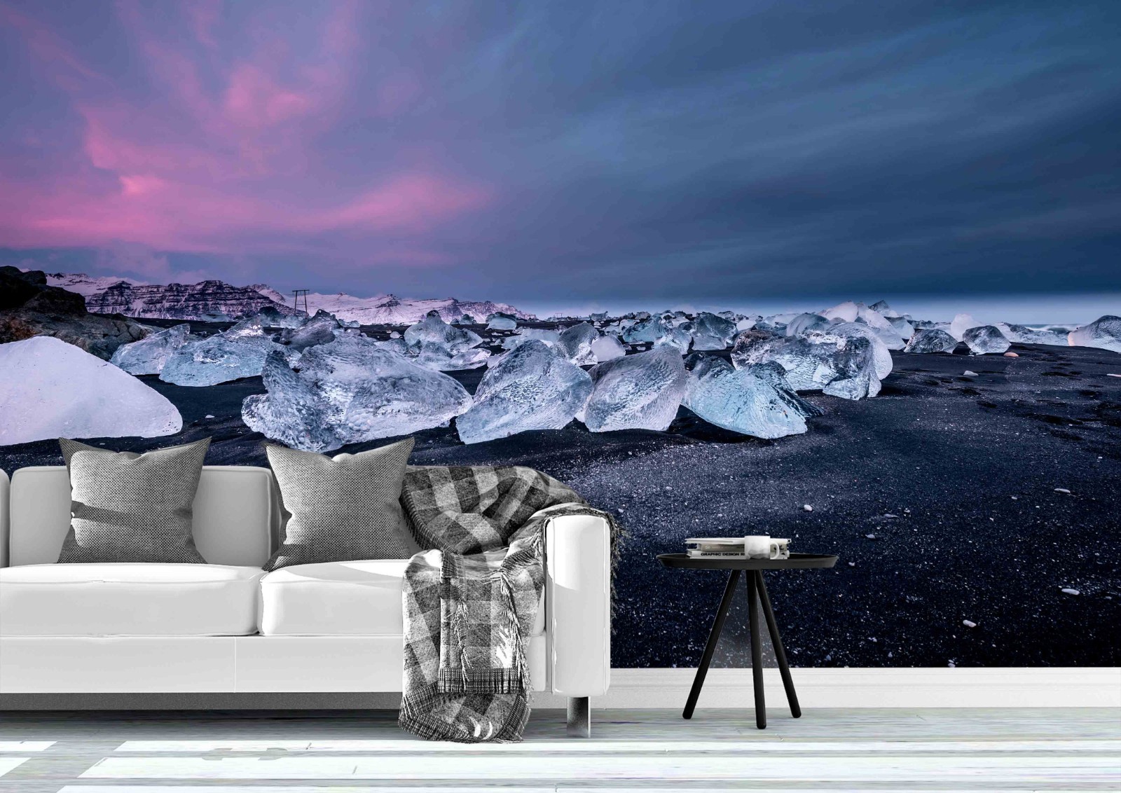3D Sky Beach Ice Cubes Landscape Wall Murals Wallpaper Murals Wall Sticker