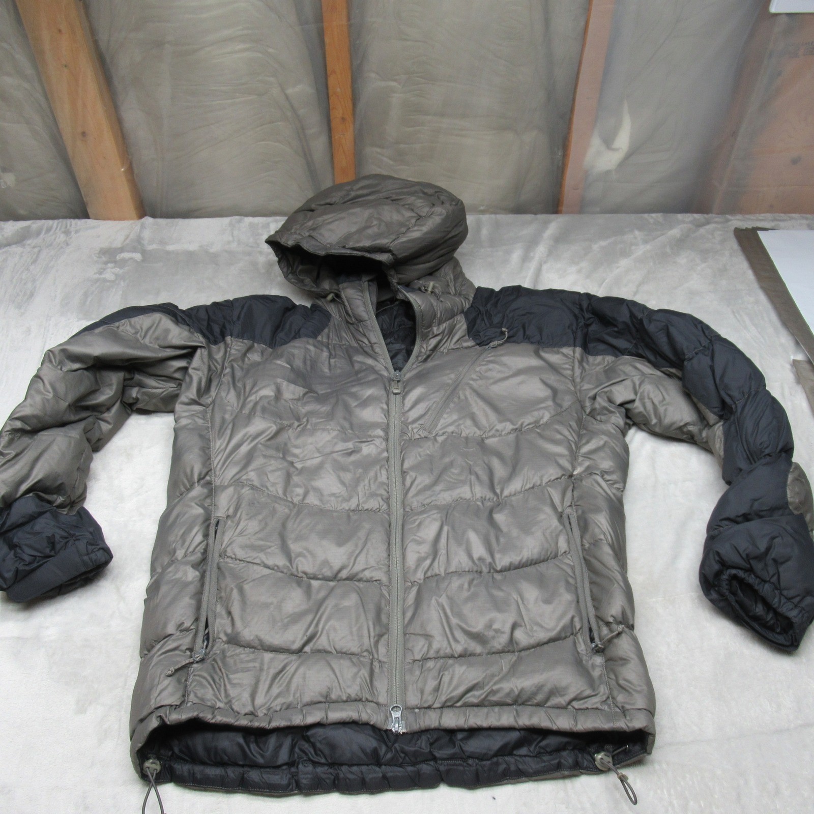 Men Medium Black Hood Ripstop Light Packable Puffer