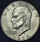 1974-S $1 EISENHOWER SILVER DOLLAR BU KM# 203 Grade: BU A6917