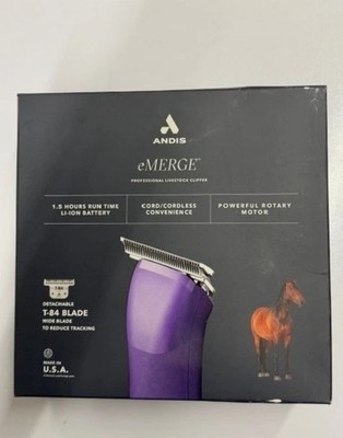 Andis eMERGE Professional Livestock Clipper Cord/Cordless T-84 Wide Blade ~ New!