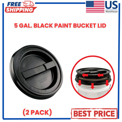 2 Pack Screw Top Bucket Lid With 2 Gaskets Fits 5 & 3.5 Gal. Black Bucket HDPE
