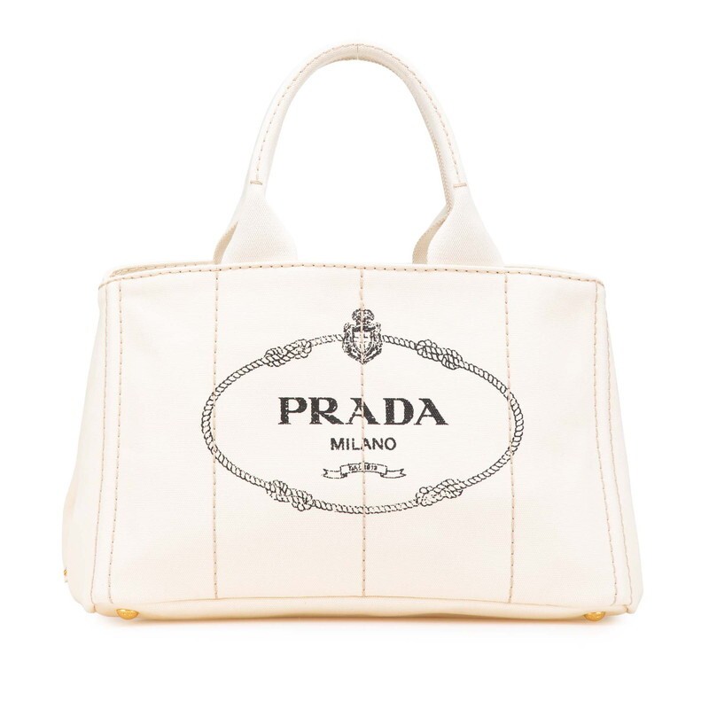 Prada Canapa M Ivory Canvas Tote Bag Bn1877 Preowned