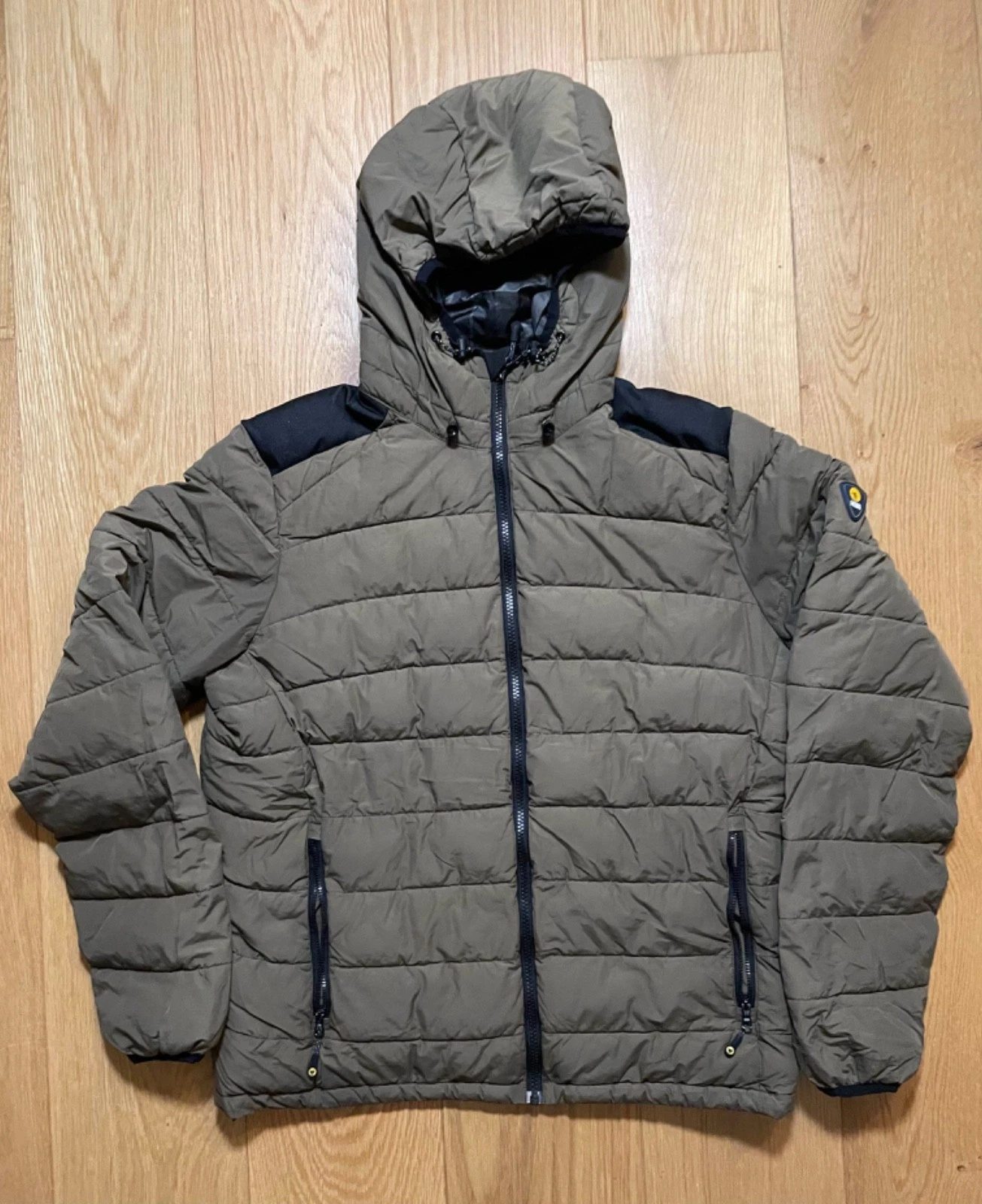 Ciesse Piumini Khaki Green Puffer Jacket Hoodedl Zip Up Men Medium