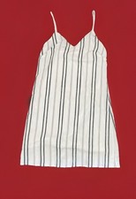 Japna Mini Dress Size XS White Black Striped Spaghetti Straps Lined V Neck