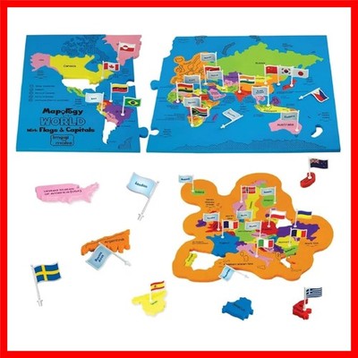 Mapology World Map Puzzle with Flags & Capitals   Educational Kids Puzzle for...