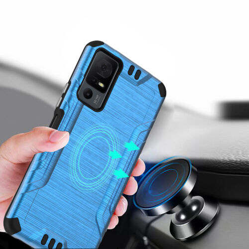 For TCL 40 XL T608M Slim Brushed Hybrid Case Cell Phone Cover + Tempered Glass - Picture 5 of 21