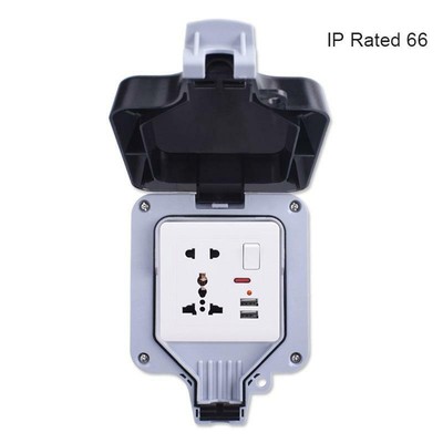 Wall Power Socket IP66 1 Gang Universal 