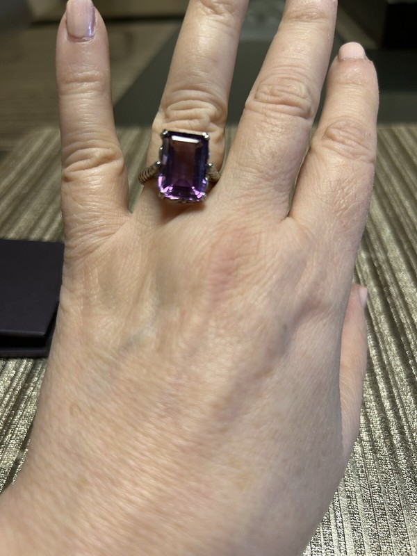Sterling Silver Amethyst Cocktail Ring Size 7