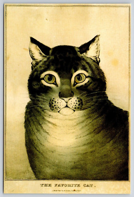 The Favorite Cat Nathaniel Currier 1834-1857 Art Postcard 6x4