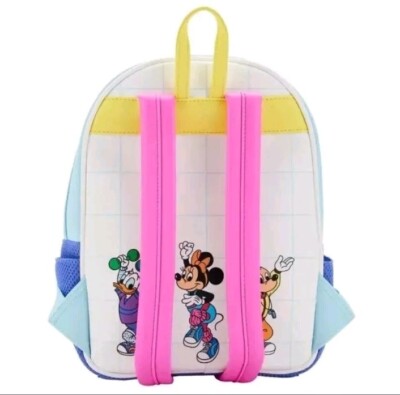 Disney Mousecise Kids Backpack in White, Pink, Yellow, Blue Amazon.com: Loungefly Disney MOUSERCISE MINI Backpack  main image 3