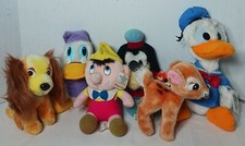 6 Vintage Walt Disney Plush Toys Animated Film Classic, Applause, Bean Bag