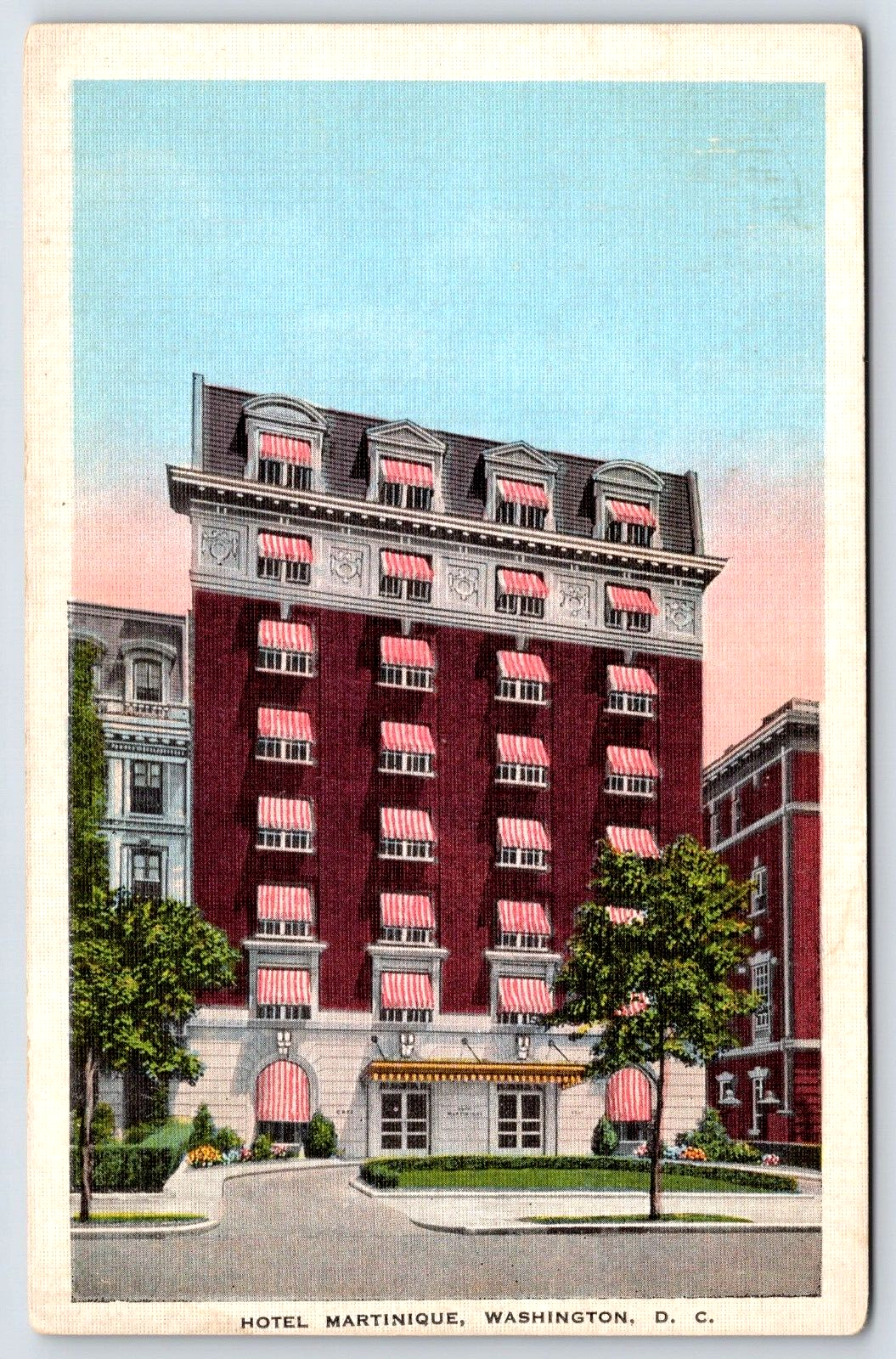 VINTAGE OLD ANTIQUE POSTCARD MARTINIQUE HOTEL BUILDING WASHINGTON D.C. USA