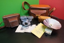 1955 Vintage Super Westomat 35 Camera Juplen Model 11 folding flash Leather Bag