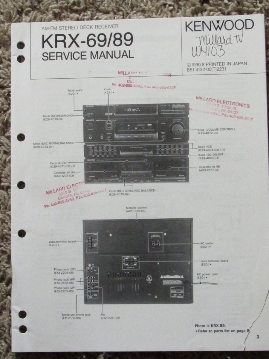 KENWOOD KRX-69 KRX-89 STEREO ORIGINAL SERVICE REPAIR MANUAL | eBay