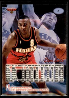 1996-97 Ultra Steve Smith Atlanta Hawks #5 | eBay