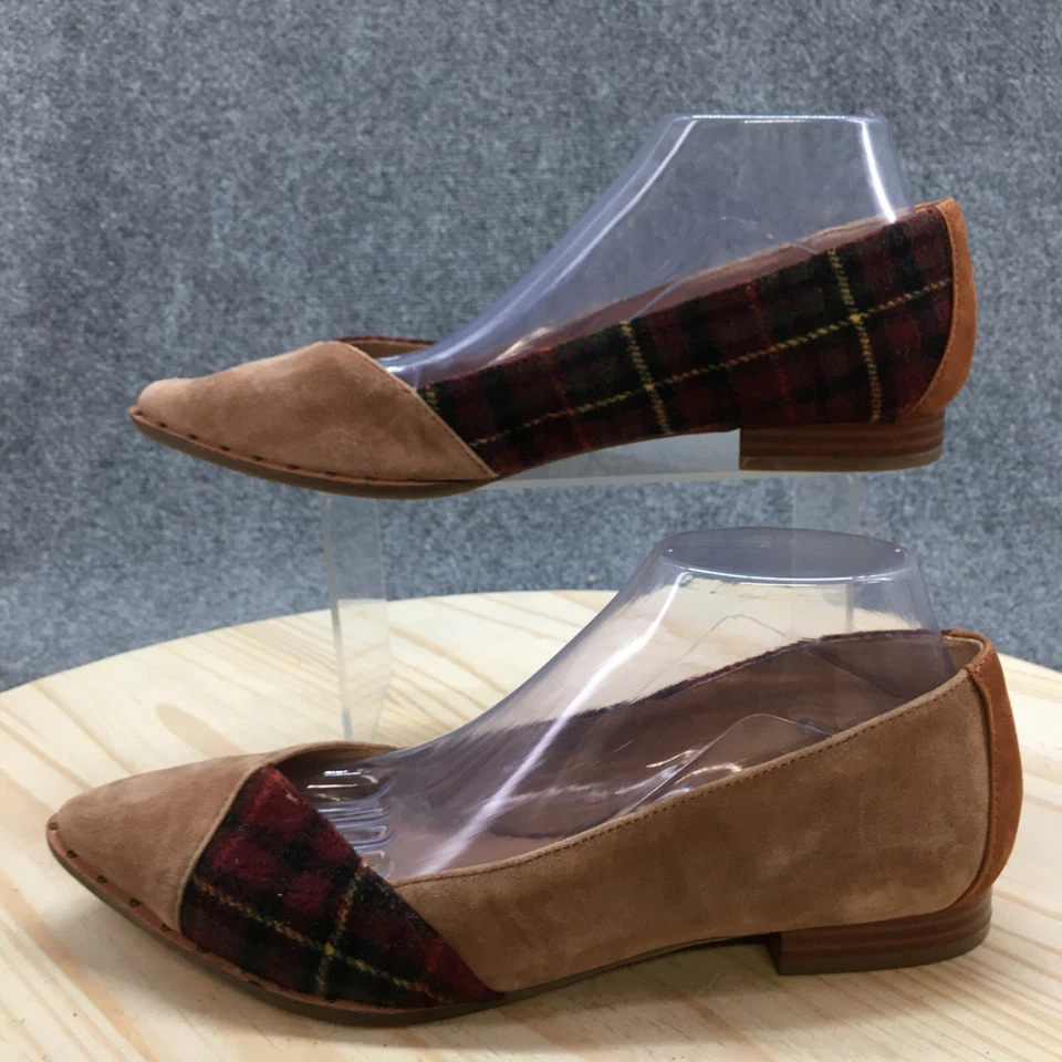 Zapatos Crown Vintage Mujer 9.5M Apphia Sin Cordones Planos Cuero Marrón Punta Cuadros Foto 2 de 4