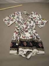 TRIXXI Size S Womens Multicolor Surplice Back/Front Tie Short Sleeve Romper 342