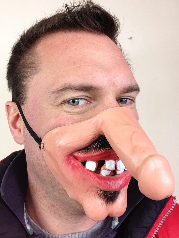 RUBBER JOHNNIES TM Half Face Mask Funny Dick Nose Willy Face Dicky Big Teeth Fancy Stag Hen Party