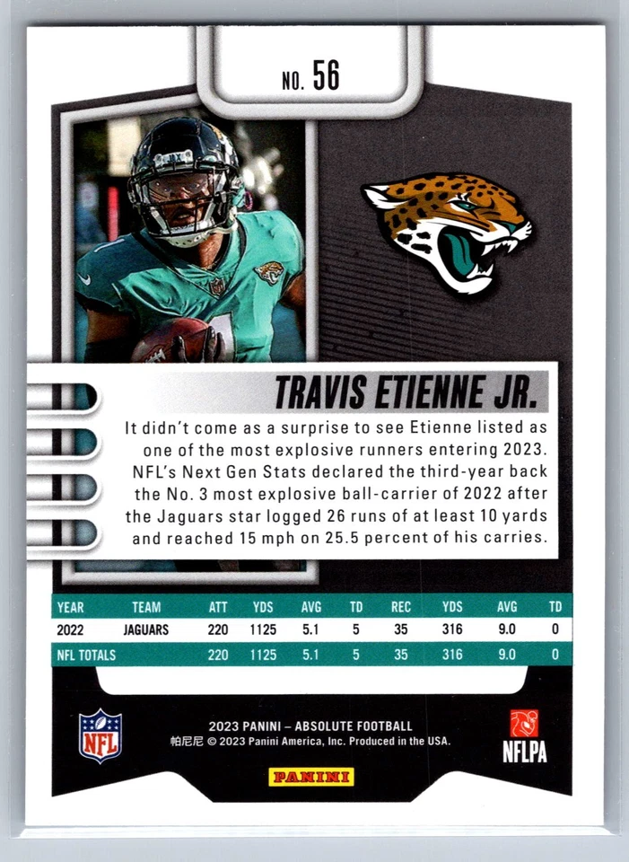 2023 Panini Absolute #56 Travis Etienne Jr. RWB Kaleidoscope - Image 2 of 2
