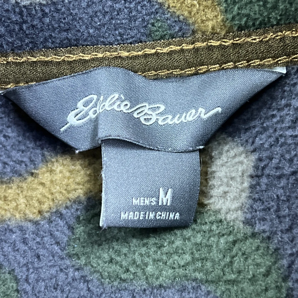 Pullover Eddie Bauer T-Snap polar para hombre mediano camuflaje cuello falso toboganes hongos Foto 3 de 4