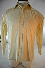 Louis Philippe Men Button Down Shirt Size 40 Yellow White Checker Premium Cotton