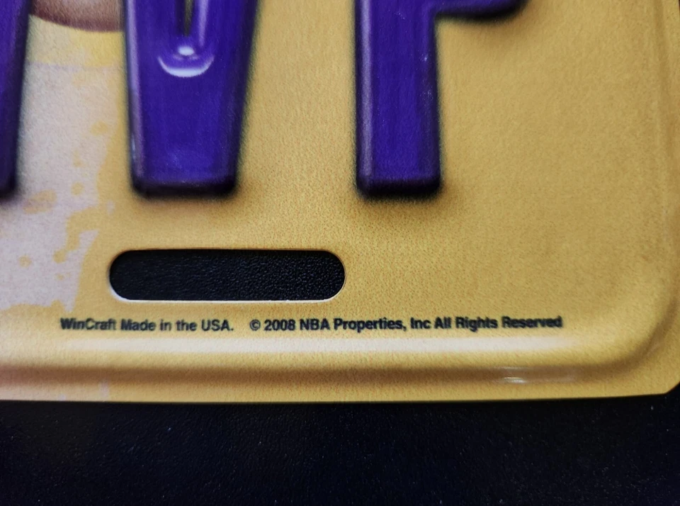 Kobe Bryant MVP 2007 2008 Metal License Plate Los Angeles Lakers New Old Stock - Image 3 of 3