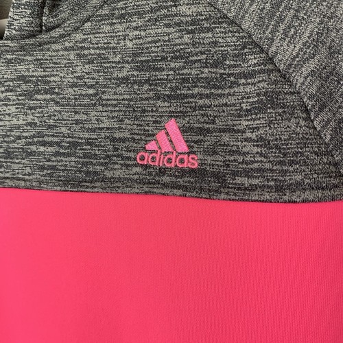 Adidas Womens Medium Fleece Lined Pullover Hoodie Sweatshirt Pink Gray - Picture 4 of 10