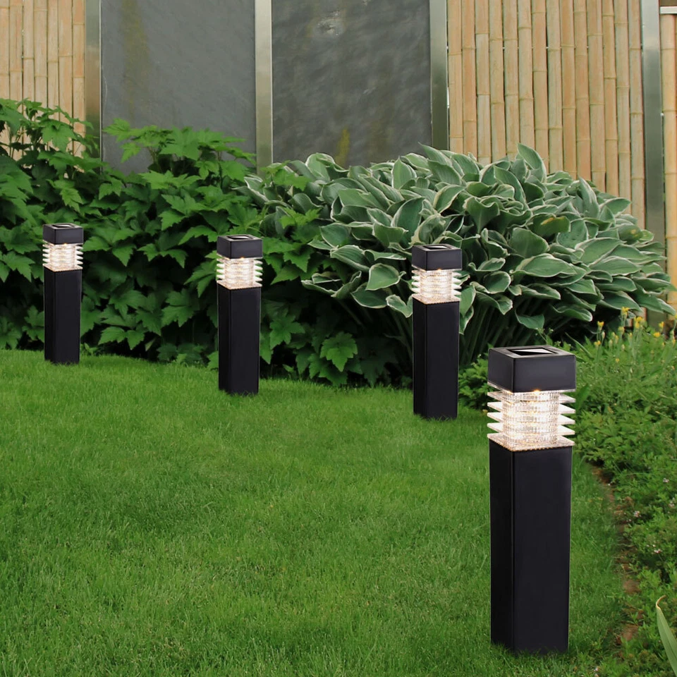 Außenlampe Solarleuchte Wegelampe grau LED Gartenleuchte Erdspieß H 38 cm 4x - Bild 4 von 4