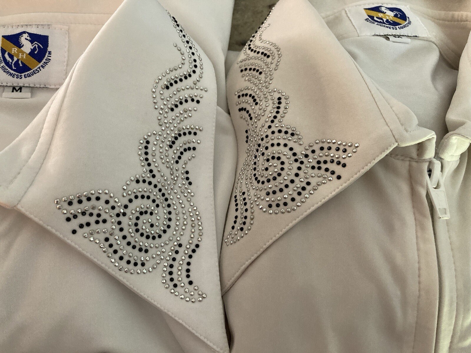 Royal Highness Equestrian Zip Up Show Shirt With Rhinestones Sz MED - Set Of 2