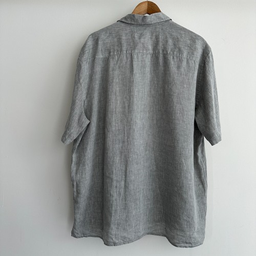 Eton Linen Shirt Mens XXL Gray Short Sleeve Camp Button Down Resort Casual Luxe - Picture 4 of 9