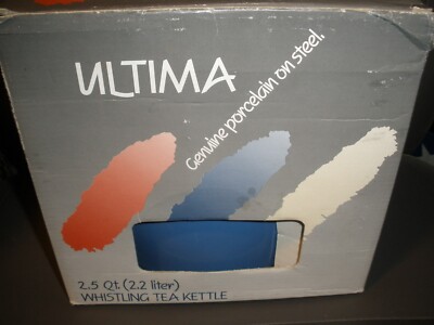 Megaware Inc Ultima Genuine Porcelain on Steel 2.5 Qt Whistling Tea Kettle Blue
