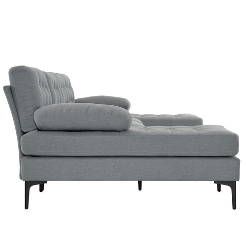 4 Seat Upholstered U-Shaped Sectional Sofa Set 2 Chaise Living Room Light Grey - Picture 4 of 9