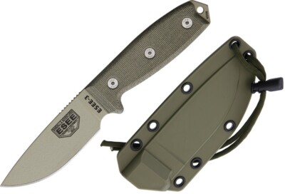 ESEE Model 3 Fixed Knife 3.75'' 1095HC High Steel Full Tang Blade Micarta Handle