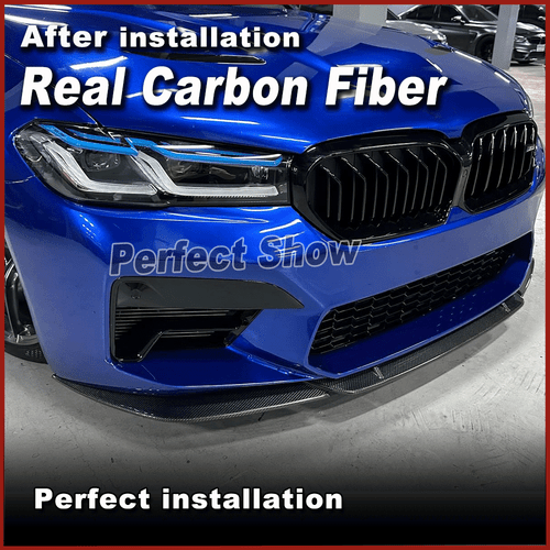 For BMW 5 Series F90 M5 LCI 2021-2022 Real Carbon Fiber Front Bumper Lip Spoiler - Picture 4 of 8
