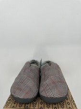 Toms Men Berkeley Slippers 14 Drizzle Gray Brushed Plaid Faux Fur Lined 10014335