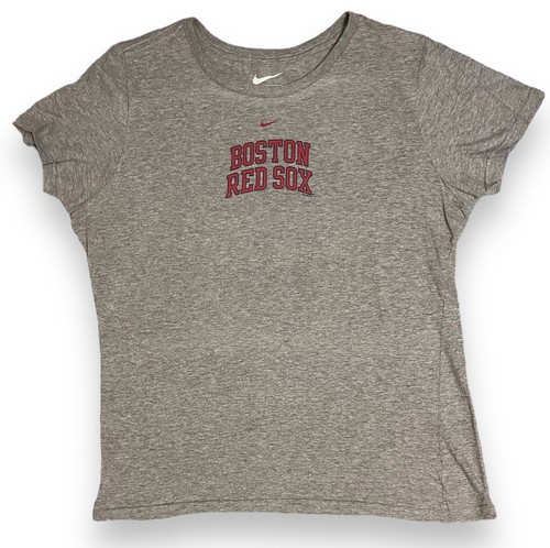 Nike Boston Red Sox Women’s V-Neck T-Shirt Large Gray Slim Fit Baseball