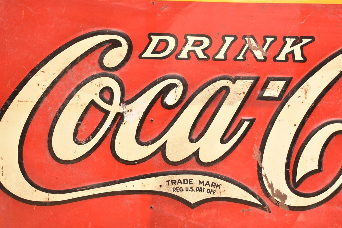 ANTIQUE 1939 COCA COLA Metal SIGN SODA General Store ADVERTISING