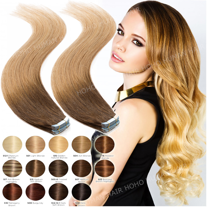 20-60Ps Tape in 100% Remy Human Hair Extensions Virgin Ombre 
