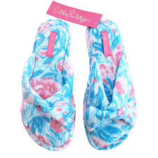 Lilly Pulitzer Bondi Blue My Little Peony Slippers Size 9/10 NWT K6
