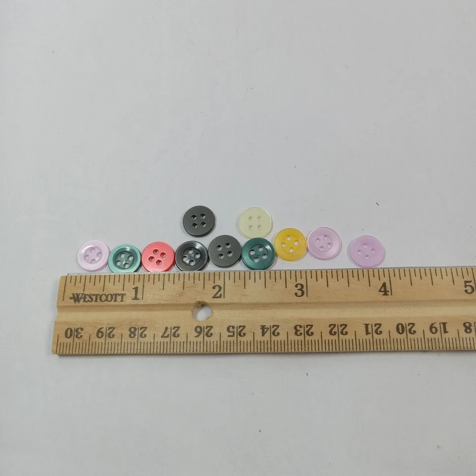 150 Small Shiny Four Hole Buttons lot Red Green Light Yellow White Black & Pink - image 4 of 4
