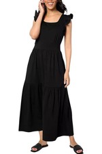 AnyBody Women's Knit Jersey Square Neck Maxi Dress Black