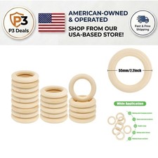 20PCS Natural Wood Rings for Crafting - Unfinished 55mm Macrame DIY Connectors