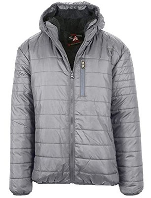 GALAXY BY HARVIC MENS SHERPA-LINED HOODED PUFFER JACKET, ROYAL, LARGE