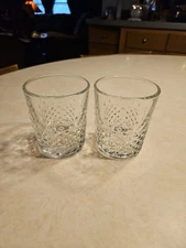Set of 2 Libby Clear Carats Heavy Double Old Fashioned Whiskey Glasses